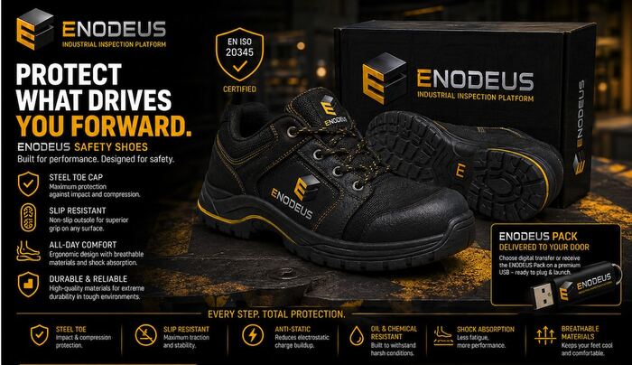 ENODEUS branded safety shoes, EN ISO 20345 certified